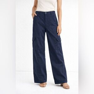 ✨ Pilcro by Anthropologie Navy Wide Leg Utility Cargo Pants | Size 29 ✨